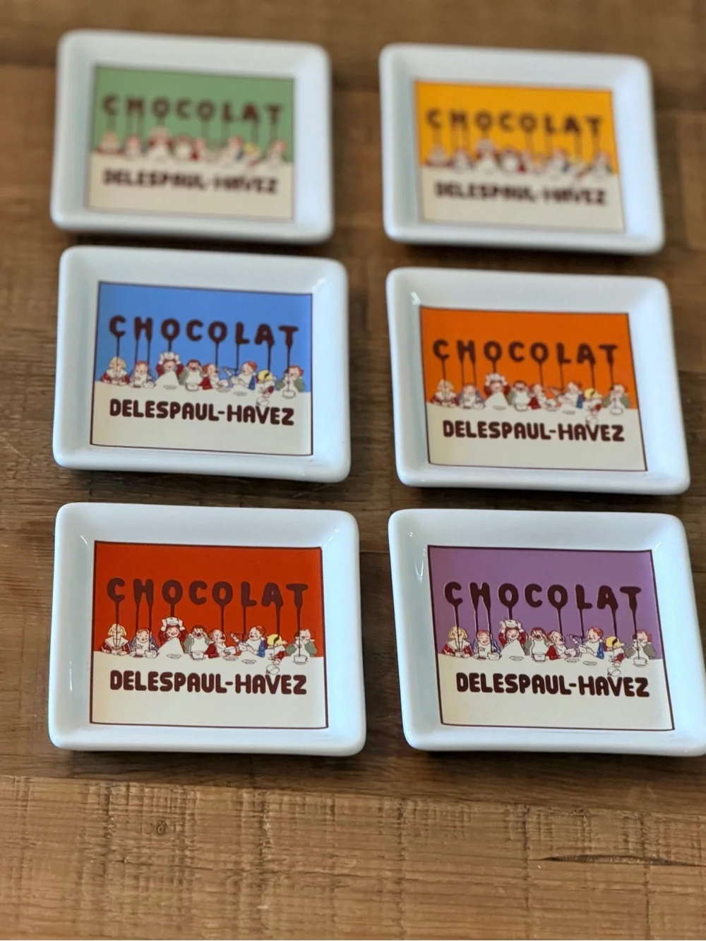 6 Pottery Barn Chocolate Theme Coasters | 2002| Never Used | French Decor
